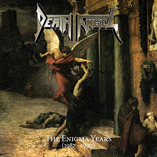 "Album cover art: angel battling a man, with 'Death Angel' and 'The Enigma Years' text."