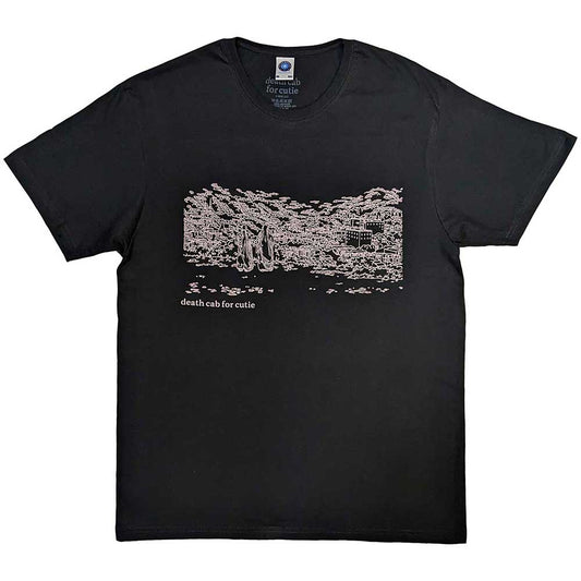 Dark t-shirt with "Death Cab for Cutie" and acoustic design, size medium.