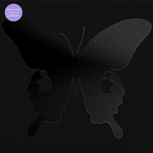 Black album cover with a butterfly shape formed from profile silhouettes.