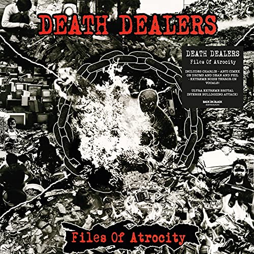 CD cover for "Death Dealers - Files Of Atrocity" with disturbing imagery.