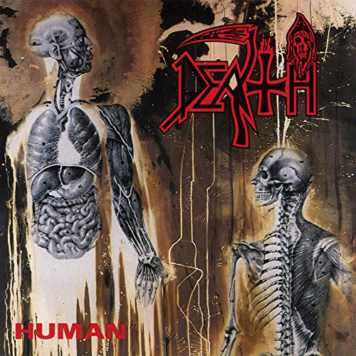 Death metal album cover: skeletal figures and anatomical illustrations in brown tones.