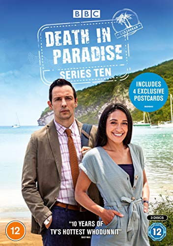“Death In Paradise” Series 10 DVD cover with detectives in a tropical setting.