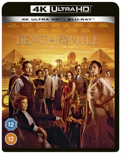 “Death On The Nile” Blu-ray cover with cast portraits and Egyptian pyramids.