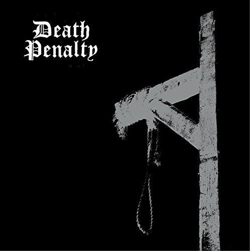 "Album cover with a noose hanging from a gallows on a black background."