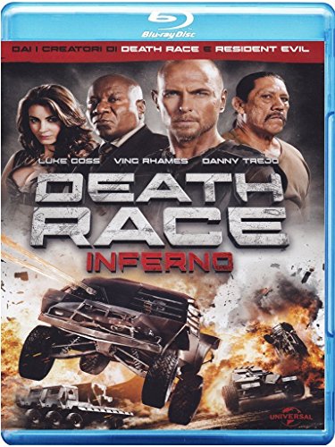 Death Race 3: Inferno" Blu-ray cover featuring actors and armored vehicles.