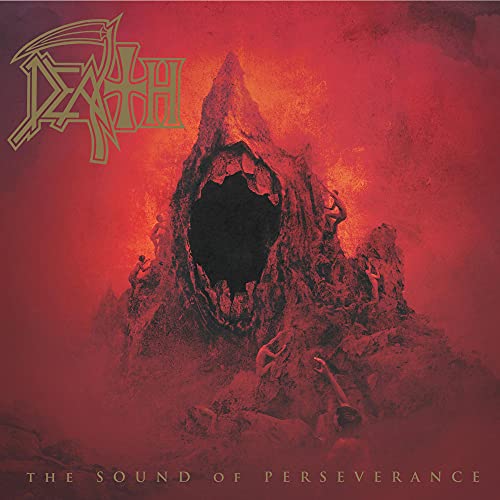 Death album cover: a red, mountainous landscape with a cavernous opening.