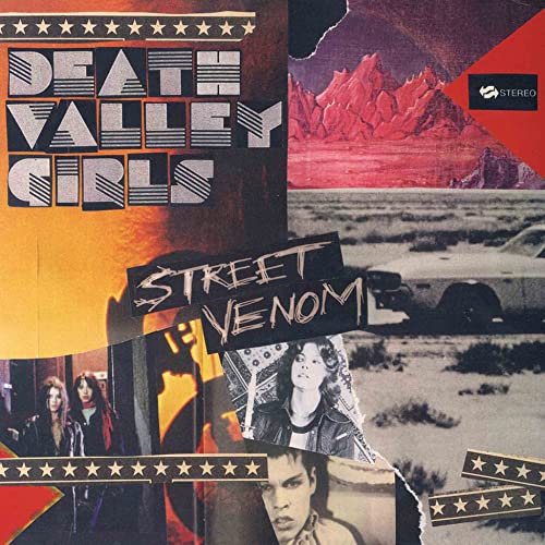 Collage-style album cover featuring desert landscapes, a car, and band members with bold text.