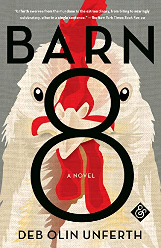 Book cover: "Barn 8" with a white rooster’s head and large black number eight.