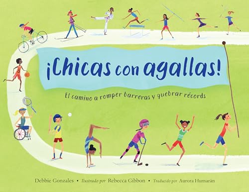 Book cover showing diverse girls playing various sports around the Spanish title text.