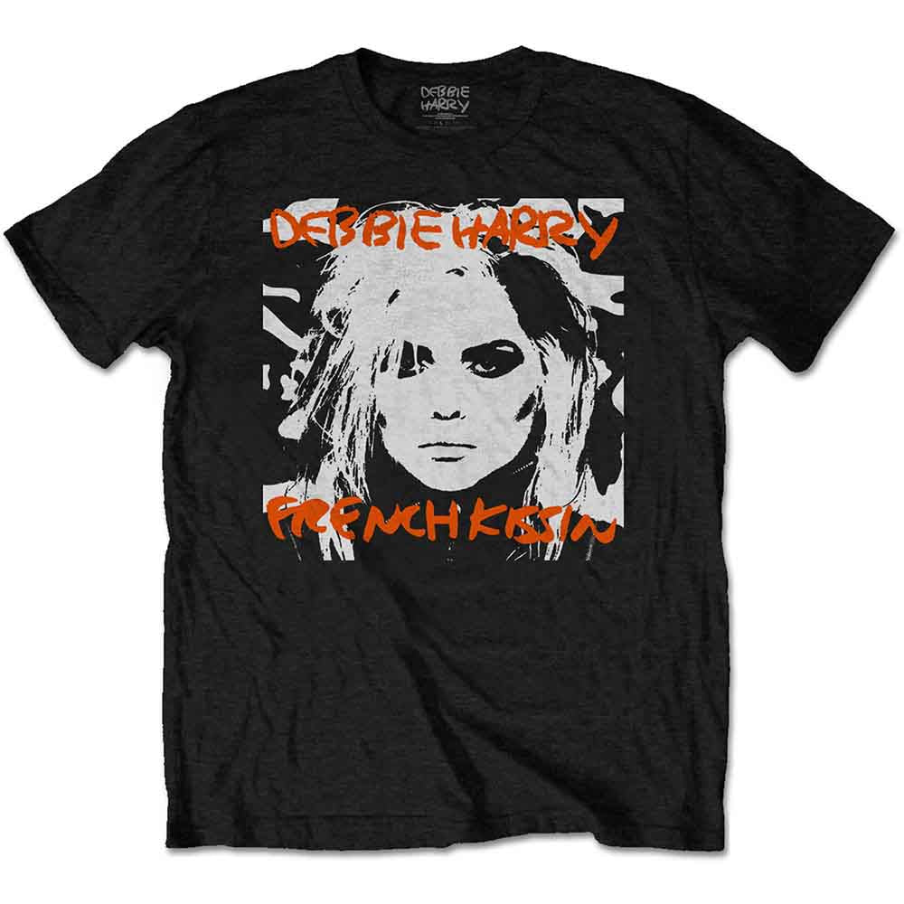 Black t-shirt with a distressed graphic of Debbie Harry.