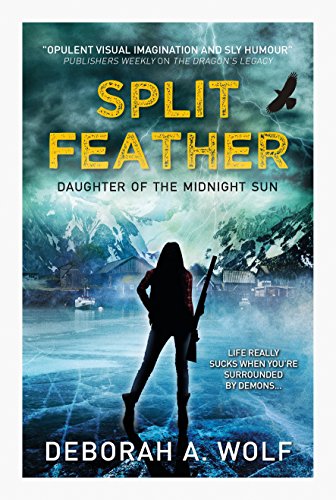 Book cover: woman with a sword stands before a snowy, mountainous landscape.