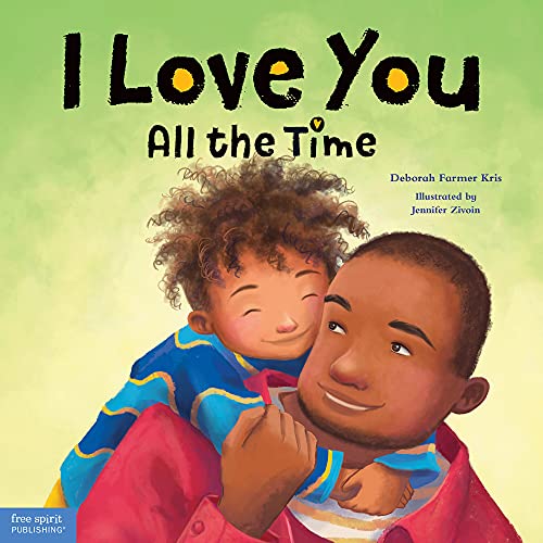 A child with curly hair hugs their smiling father on this book cover.