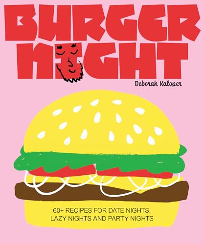 Cookbook cover with illustrated burger and red “Burger Night” title.