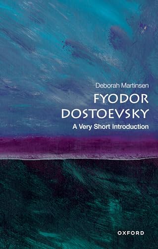 Book cover titled Fyodor Dostoevsky: A Very Short Introduction with abstract blue and purple background.