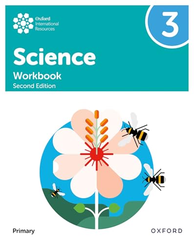 Science workbook cover with flower illustration and bees, labeled “3”.