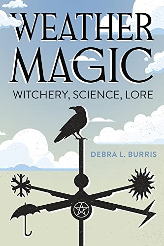 Book cover: “Weather Magic” with a raven on a weather vane.