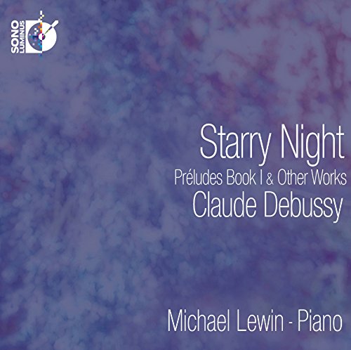 Blue album cover with white text, featuring "Starry Night" and "Claude Debussy".