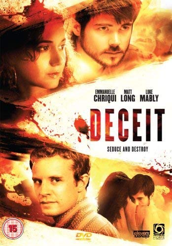 DVD cover for Deceit featuring close-ups of three actors and a couple embracing.