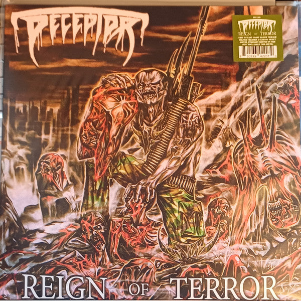 Deceptor "Reign Of Terror" vinyl album cover with violent, dark fantasy art.