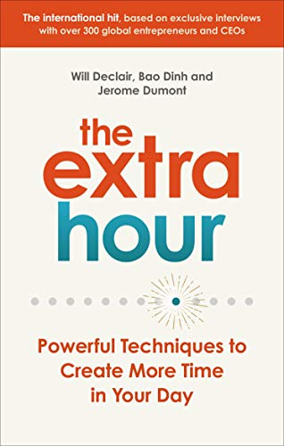 Book cover: "The Extra Hour" with orange and teal title text.