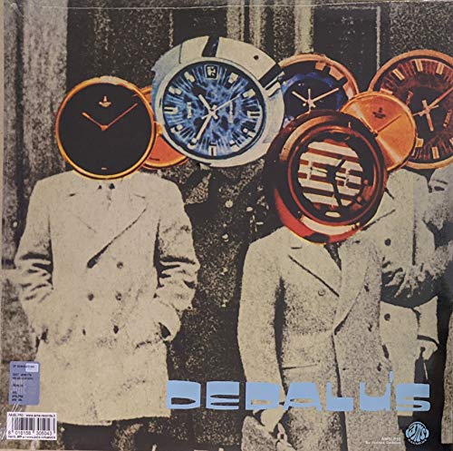 Vinyl album cover featuring two figures with clock faces for heads.