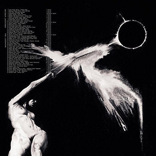 Black and white album cover with a figure reaching toward a bright circle.