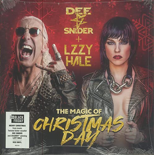 Dee Snider and Lzzy Hale album cover, red vinyl record, Christmas theme.
