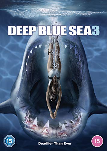 DVD cover for "Deep Blue Sea 3" showing a swimmer and shark mouth.