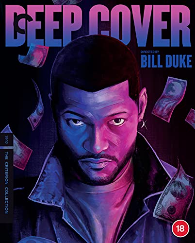 Blu-ray cover art featuring a man's face illuminated in blue and pink with falling money.