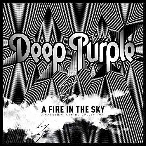Deep Purple A Fire in the Sky album cover with black and white wavy lines.