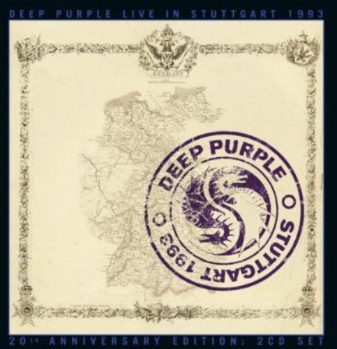 "CD cover with Deep Purple logo and map, 'Live In Stuttgart 1993' text."
