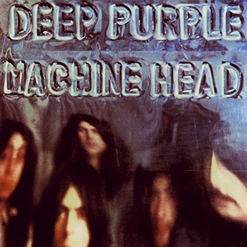 Deep Purple’s “Machine Head” album cover with band members’ blurred faces.