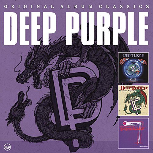 Deep Purple album cover featuring a dragon and album artwork collage.