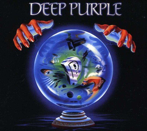 "Album cover featuring a crystal ball with hands and abstract shapes on a black background."