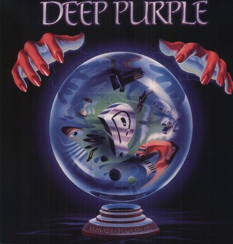 "Album cover with crystal ball and hands, titled 'Deep Purple - Slaves & Masters'."