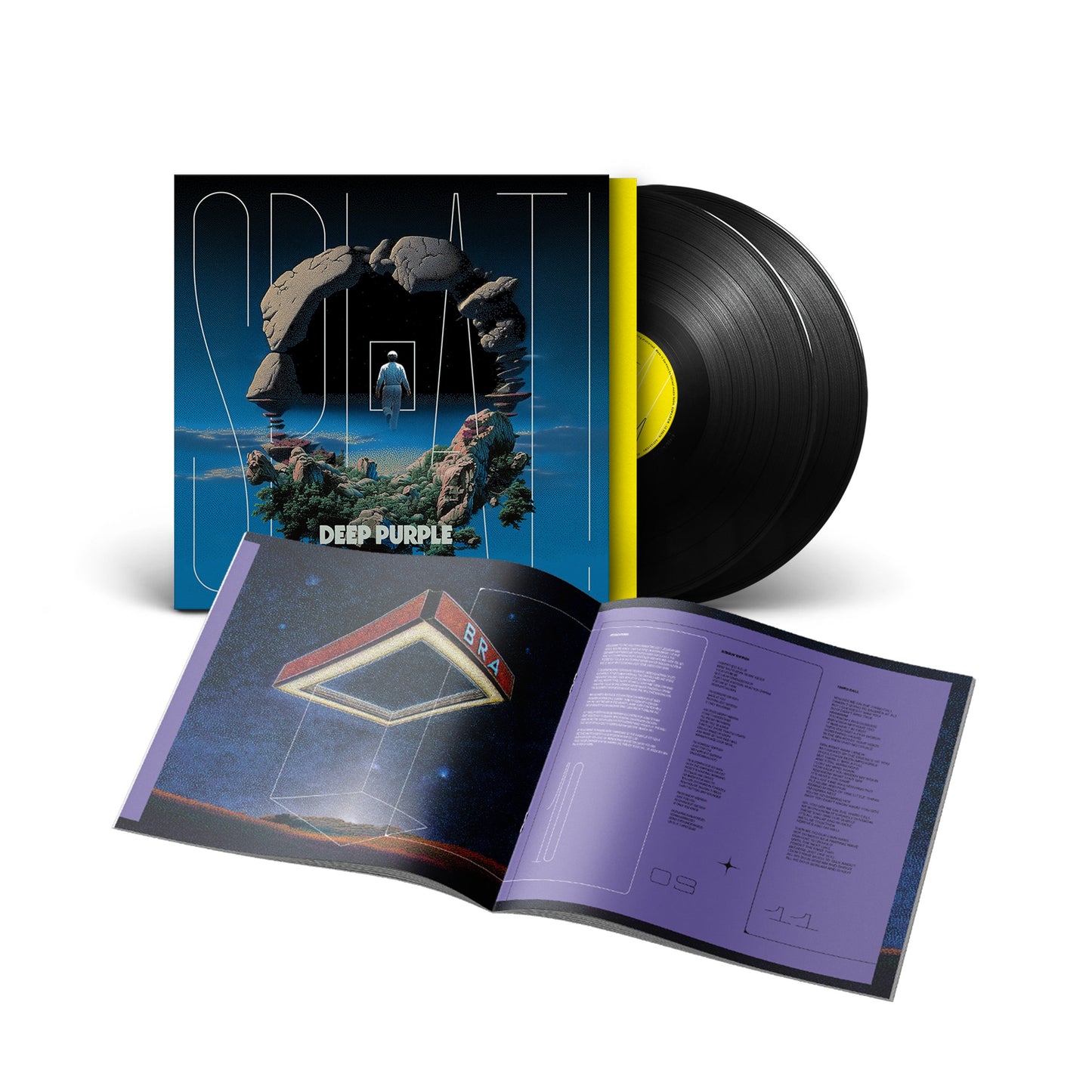 Deep Purple "SPLAT!" vinyl record with surreal album art and booklet.
