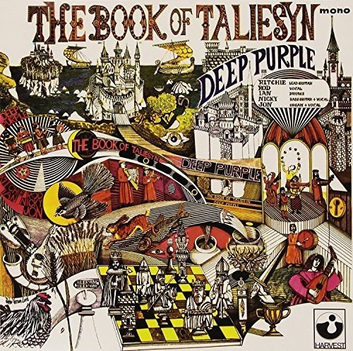 "Deep Purple's 'The Book of Taliesyn' vinyl album cover, featuring surreal, medieval-inspired artwork."