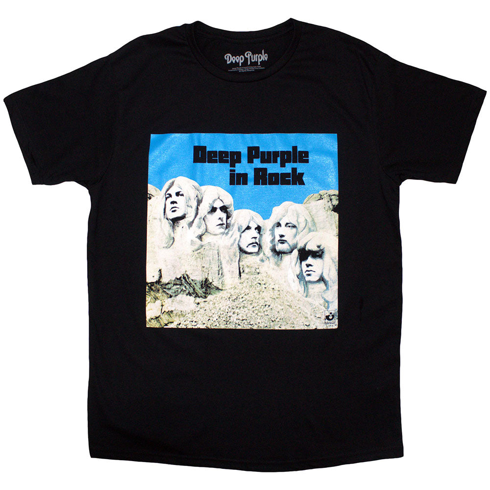 Black unisex t-shirt featuring the Deep Purple In Rock album cover artwork.