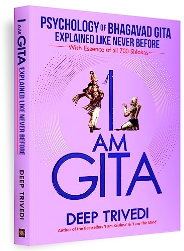 Book cover: “I am Gita” with Krishna and Arjuna illustration.