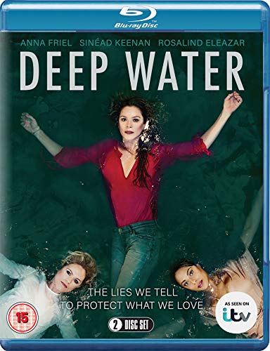 "Blu-ray case for 'Deep Water' with a woman and two children underwater."
