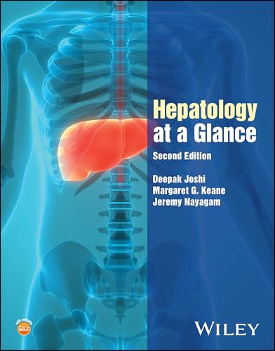 Book cover: “Hepatology at a Glance” with human anatomy illustration.