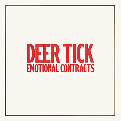 Deer Tick album cover, "Emotional Contracts," with red text on cream.