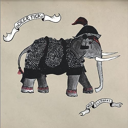 Illustration of an elephant in armor with text banners above and below.