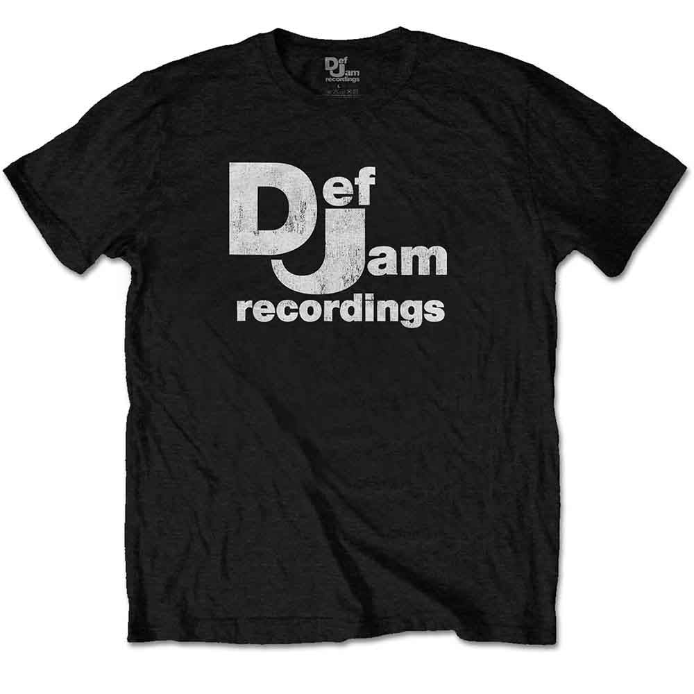 Red t-shirt with white “Def Jam Recordings” logo centered on the chest.
