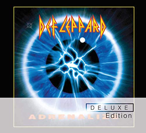 Def Leppard “Adrenalize” album cover: a blue eye with electric sparks.