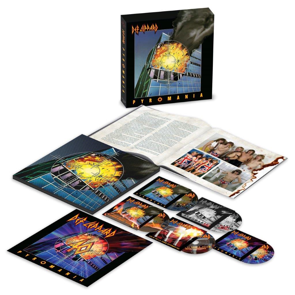 Def Leppard “Pyromania” 40th Anniversary Edition CD box set with booklets and discs.