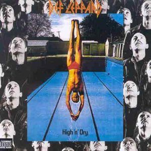 Def Leppard “High’n’Dry” CD cover: a diver above a blue swimming pool.