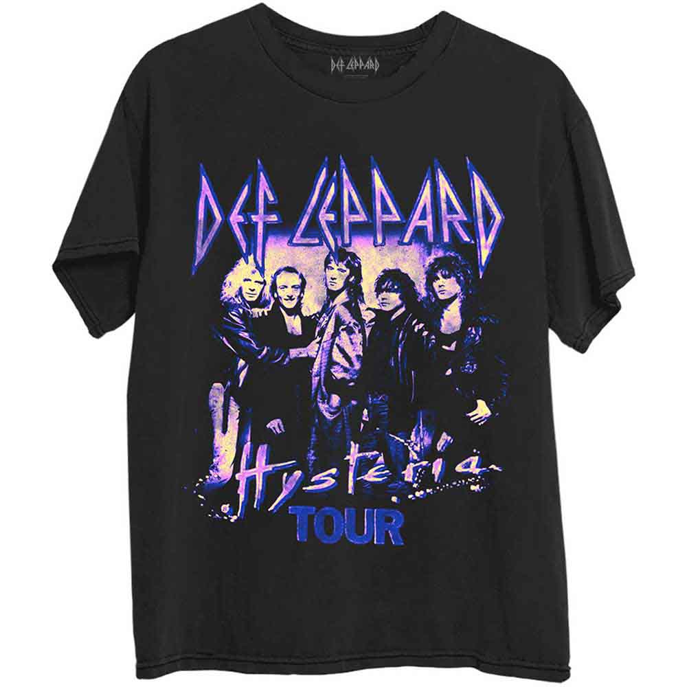 Black t-shirt featuring Def Leppard’s Hysteria tour artwork, size XX-Large.