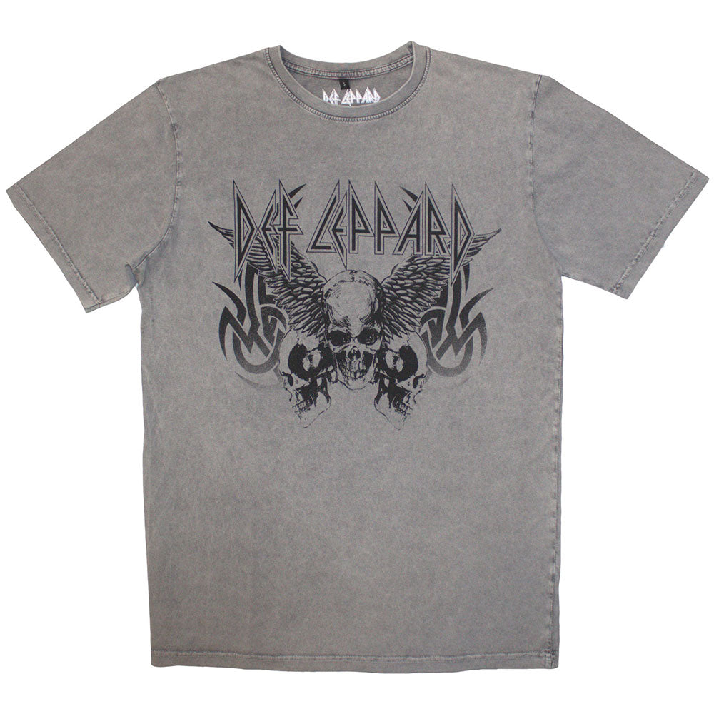 Def Leppard t-shirt, stone wash, X-Large, with a tribal skull design.