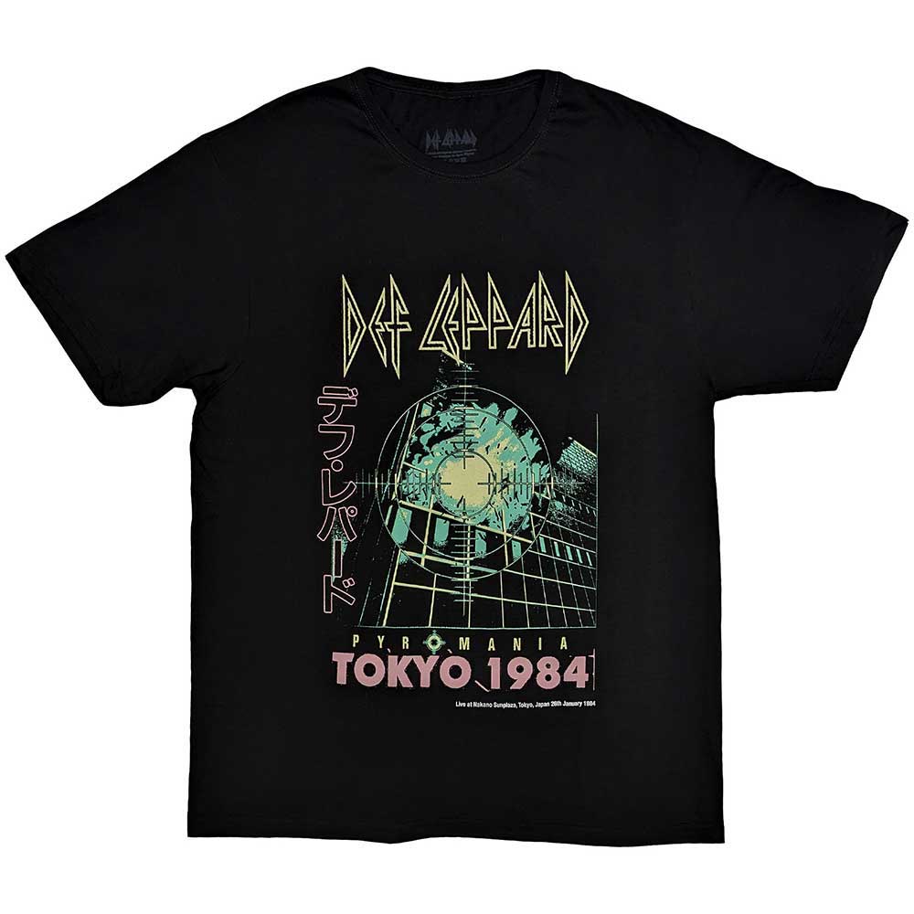 Black Def Leppard t-shirt with Tokyo tour design, size X-Large.